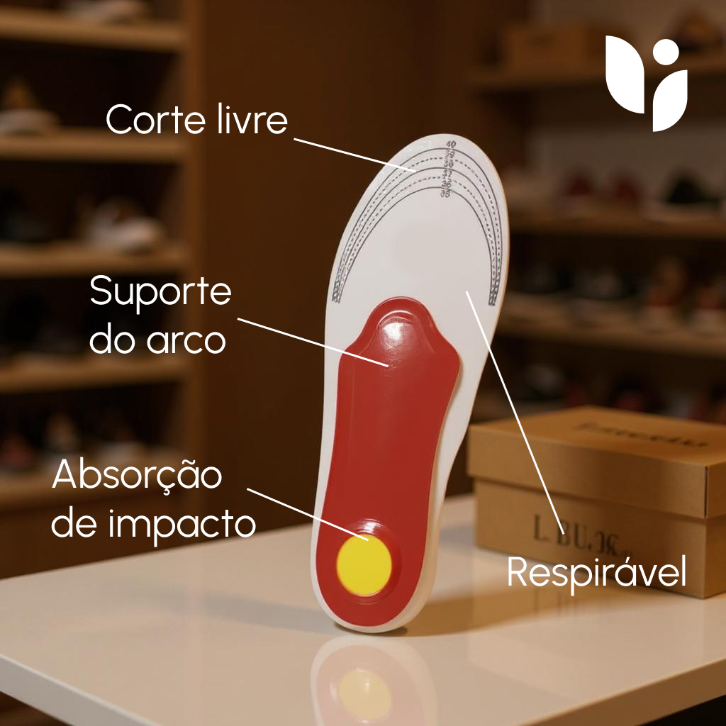 Palmilhas Ortopédicas com Suporte de ArcoFlex Pro™ – Alívio para Pés Cansados, Pés Planos e Má Postura